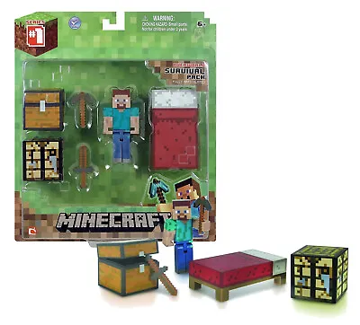 Minecraft Overworld Survival Pack With Steve 3.25  Figure New In Package • $14.88