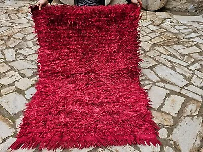 Anatolian HandWoven Scandinavi Red TulüTraditional Lifelike Swedish Shaggy Rug • $306