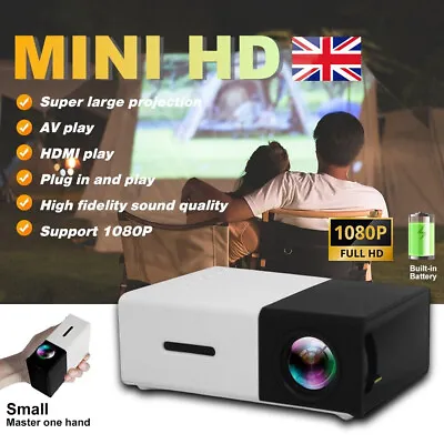 Mini Projector Multimedia HD 1080P Home Theater Cinema Beamer HDMI USB Portable • £2.99