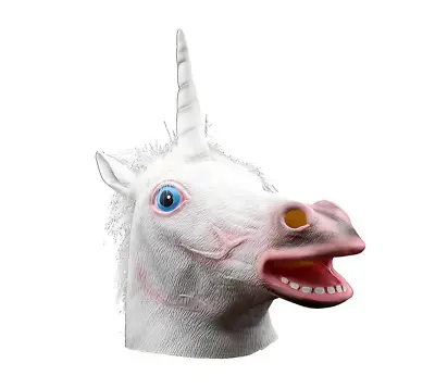 CreepyParty Deluxe Novelty Halloween Costume Party Latex Horse Head Mask Unicor • £18.19