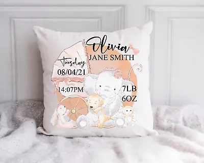 Personalised New Born Cushion Cover Baby Gift Present Birthday Xmas Customised  • £9.99