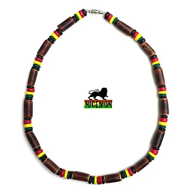 $12.99 • Buy Rasta Coco & Brown Bamboo Necklace Jamaica Hawaii Bahamas Reggae Irie 8mm 20 