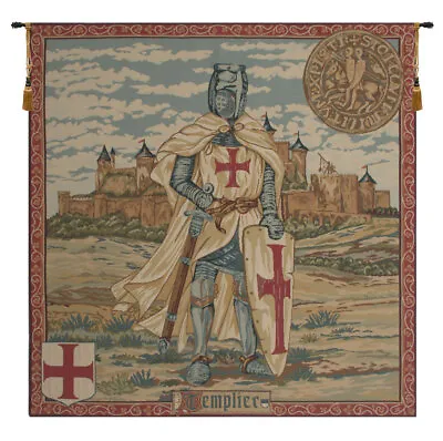 Templier I Fierce Knight European Tapestry Wall Art Hanging (New) 25x25 Inch • $129