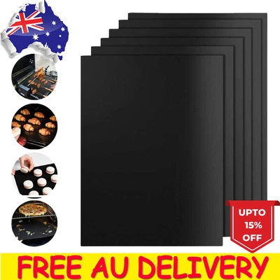 BBQ Grill Mat Set Of 5 Non Stick Baking Mats Pan Fry Liner Cooking Wok BBQ Pad • $8.69