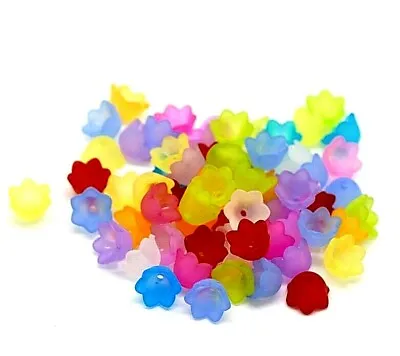 100 Frosted Flower Bead Caps Angel Fairy Charms Acrylic 10mm X 6mm J19756W • £3.49