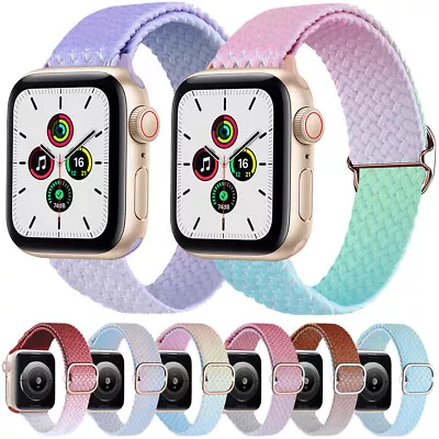 $12.59 • Buy Gradient Nylon Loop Strap Band For Apple Watch Series 8 7 6 5 4 3 SE 44 45 49mm