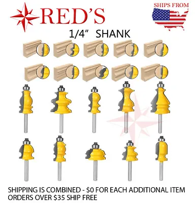 REDS Y80808-4 - 10 Piece Decorative Molding Router Bit  SET 1/4  Shank • $74.99