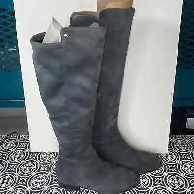 Michael Michael Kors  Bromley Suede Flat Tall Riding Boots - Charcoal Suede 9M • $189.05