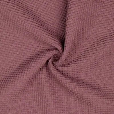 Cotton Honeycomb Waffle Plain - Rich Mauve - Fabric Towel Dressmaking Nursery • £13.99