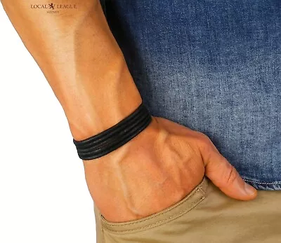 Mens Leather Bracelet SURF PATROL Adjustable Cord Braided Gift For Him Men Boys • $10.85