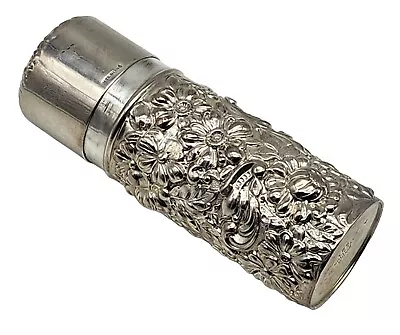 1898 Antique GORHAM Sterling Silver Repousse Cylinder Box NO MONOGRAM • $125