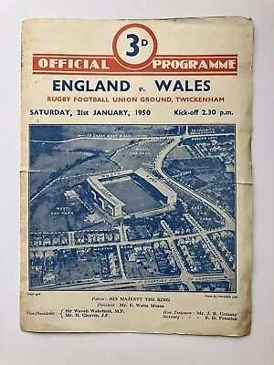 ENGLAND V WALES 1950 RUGBY PROGRAMME 21 JANUARY - TWICKENHAM WELSH GRAND SLAM • £12