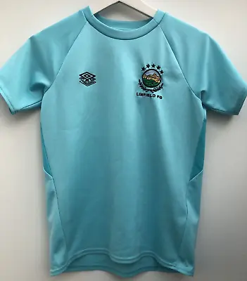 LINFIELD Football Training Shirt Umbro Blue Short Sleeve Boys Medium M • £12.95