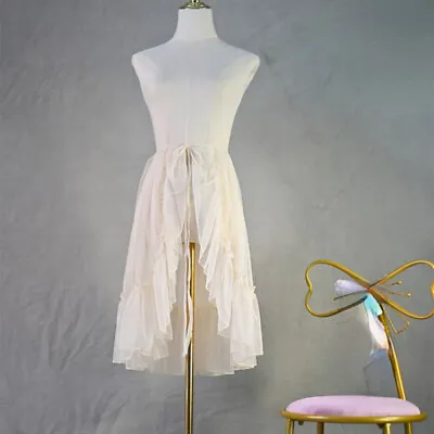 Women Girl Wrap Skirt Ruffles Lace Mesh Sarong A-line Sheer Petticoat Retro • $13.17