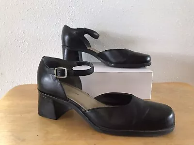 Vintage Y2k 90s Naturalizer Sz 6.5 Black Mary Jane  Square Chunky Heel Grunge • $24