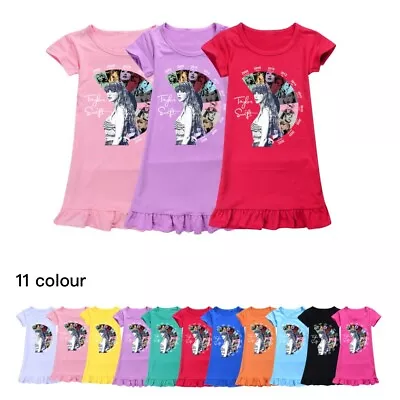 Taylor Swiftie Print Girls Kids Nightgown Pajamas Sleepwear Dress Gift • $10.99