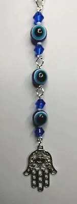 Handmade Car Rear View Mirror Charm Hamsa Hand Evil Eye Beads • £4.45