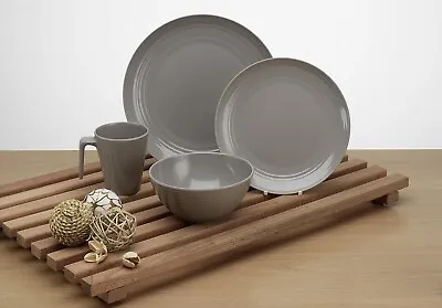 16-Piece Melamine Dinner Set Picnic Tableware Brown Camping Caravan Motorhome • £49.99