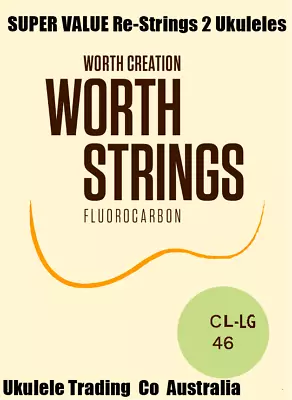 $32.95 • Buy CL-LG  Worth Clear Light Low-G Soprano/Concert Ukulele Strings - 2 Restrings Per