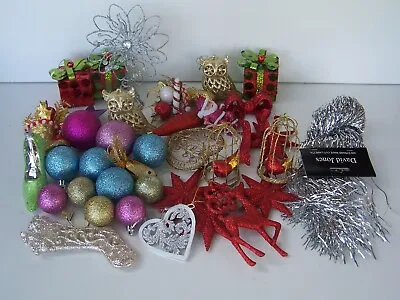 Christmas Decorations Bulk Glitter Tree Ornaments Glass Wire Plastic Vintage • $28