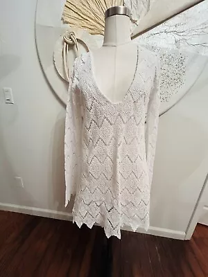 Vanessa Mooney Small Lace V Neck Tunic Top Shirt Cover Up Nwot • $99