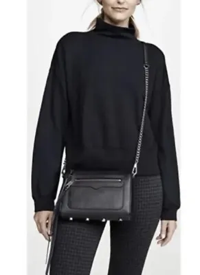 Rebecca Minkoff Avery Black Leather Chain Strap Crossbody Bag Studded • $19.99