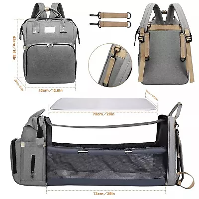 Multi-Function Baby Diaper Backpack Baby Folding Bed Nappy Mummy Changing Bag UK • £22.99