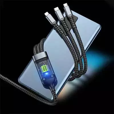 Transparent Luminous 3 In 1 Super Fast Charging Cable USB Cable Fast Charging AU • $13.59