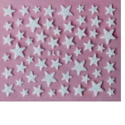 Black Gold Silver Pink Glitter Stars 3D Self-Adhesive Nail Art Stickers BLE NH21 • $2.49