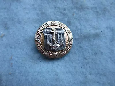 WWII US Merchant Marine Officer Pin Sterling And AE Company Marked Pin Back WW2 • $39.95