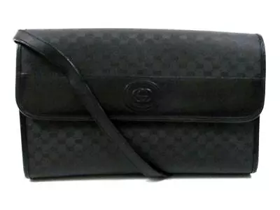 Gucci Vintage Black Micro Gg Coated Canvas & Leather Convertible Crossbody Bag • $175.50