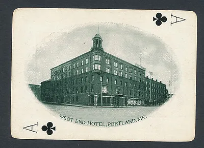 West End Hotel Portland Me Maine Playing Card Single Swap Ace Of Clubs - 1 Card • $5.24