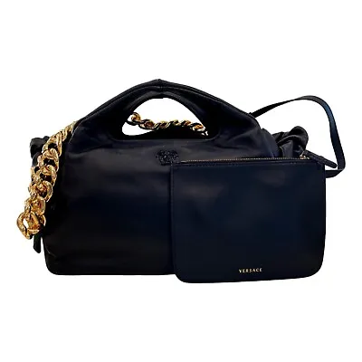 Versace La Medusa Lambskin Leather Black Gold Chain Bag • $3237.31