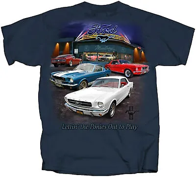 Mustang Showroom T-Shirt - Several Classic Ford Mustangs On This One! 1965-1970 • $33.72