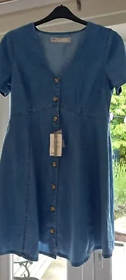 £9.99 • Buy Asos Blue Chambray Denim Button Through Short Sleeve Mini Dress Uk 12