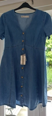 £9.99 • Buy Asos Blue Chambray Denim Button Through Short Sleeve Mini Dress Uk 12