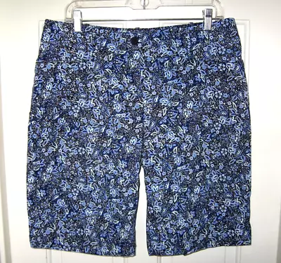 Talbots Shorts Women's Sz 12 X 11  Blue Paisley Bermudas Stretch Cotton Euc • $21.17