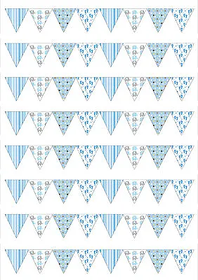 64 Baby BOY Shower SMALL Style Bunting Edible Wafer Paper/Icing Cake Topper  • £3.99