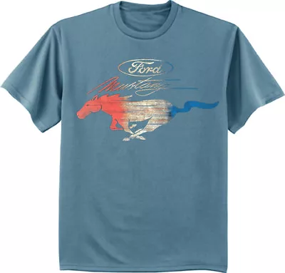 Ford Mustang T-shirt Men's Blue Ford Mustang Pony Decal Tee Shirt • $18.95