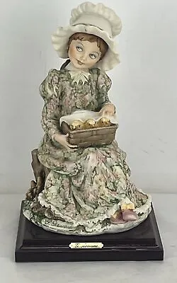 VTG Giuseppe Armani Capodimonte Florence Figurine Girl With Chick 🐣 • $61.59