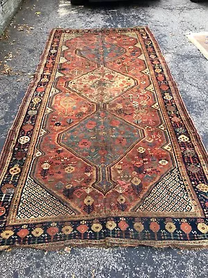 Qashqai Ghashghai Antique Oriental Rug 5’7”x12’6” Orange • $1200