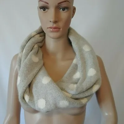 J. Crew Polka-Dot Snood Infinity Scarf Grey & White Super Soft Wool Blend  • $18.95