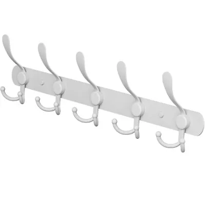 SAYONEYES White Coat Rack Wall Mount With 5 Tri Hooks For Hanging – 16 Inch H... • $18.58