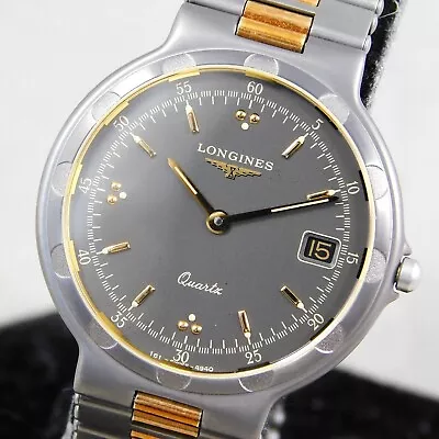 Longines Conquest L161.2 Date Men's Gray Vintage Watch Swiss Quartz E993 • $205.20