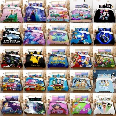 3D Printed Cartoon Doona Duvet Cover Bedding Set  Single Double Queen • $43.99