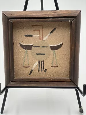 Vintage Navajo Sand Painting Title “Moon Face”  Signed By R Begay Framed 5x5x1 • $9.99