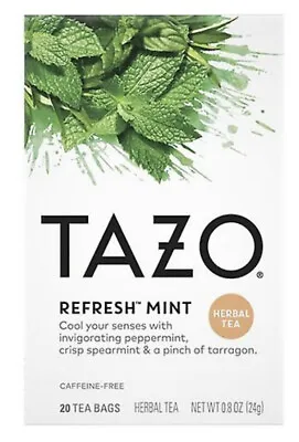 £6.49 • Buy Tazo Tea- Herbal Tea - Refresh Mint Caffeine-Free 20 Tea Bags UK Seller