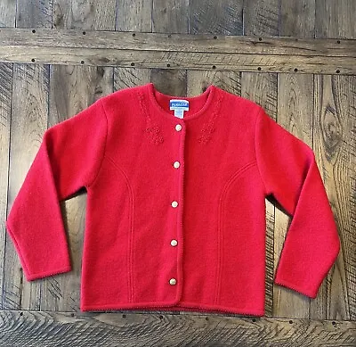 VTG Pendleton Christmas Cardigan Sweater Jacket Red 100% Virgin Wool Buttons M • $39.99
