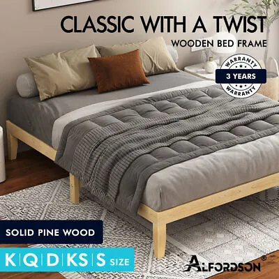 ALFORDSON Bed Frame Queen Double King Single Size Wooden Mattress Base Pramod • $109.95