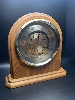 Vintage VERICHRON GMT World Time Quartz Mantel Wooden Clock Red Airplane 9.8  • $67.43